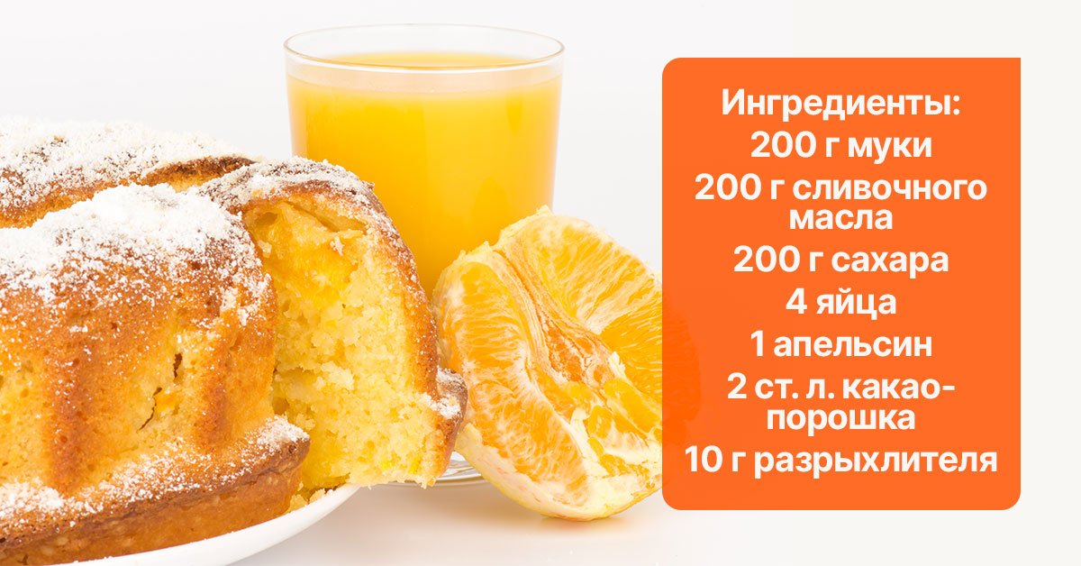 Кекс апельсиновый с творогом рецепт