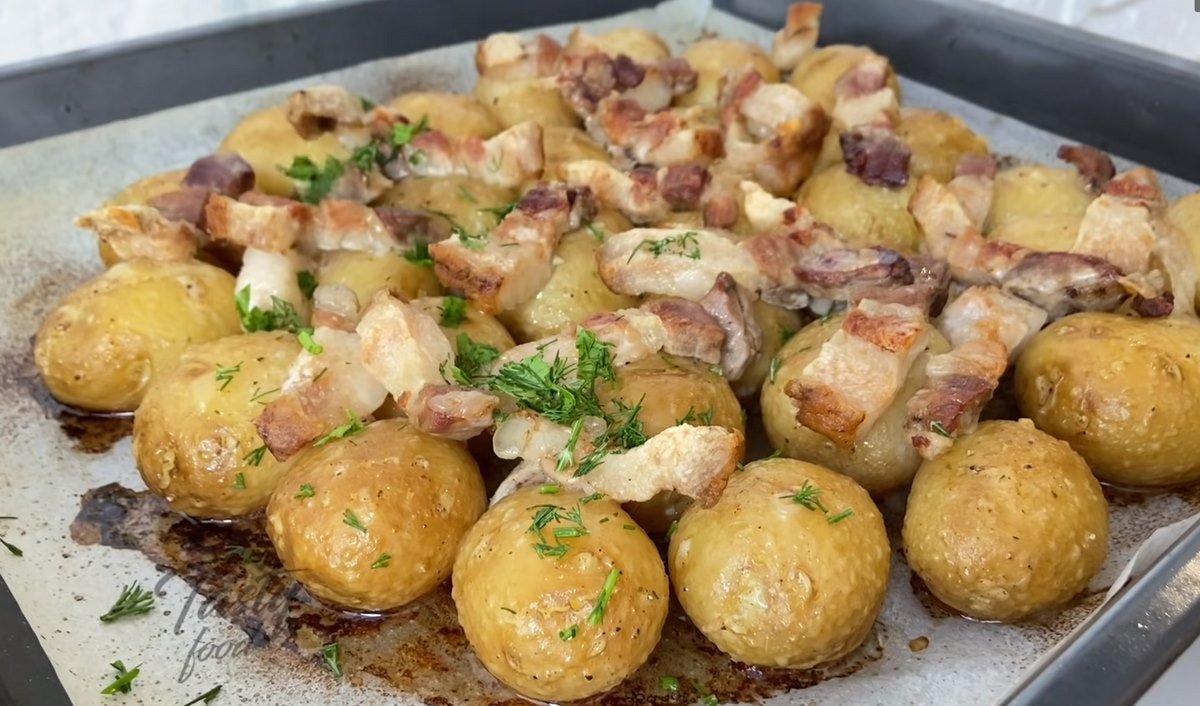 Картошка с салом в духовке в рецепт с фото