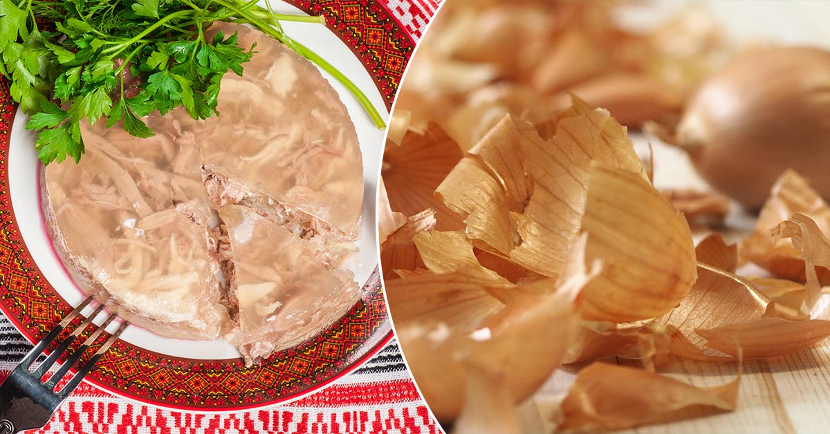 Рецепт приготовления холодца с луковой шелухой