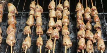 Шашлык из куриных сердечек