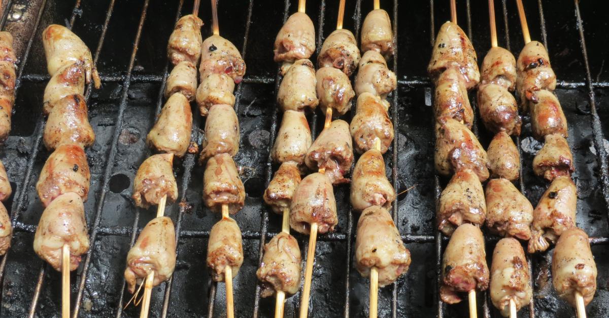 Шашлык из куриных сердечек