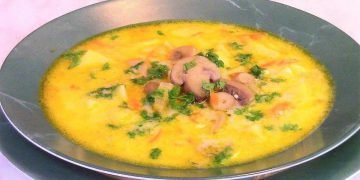 Сырный суп с грибами