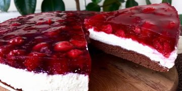 творожный торт с вишнями