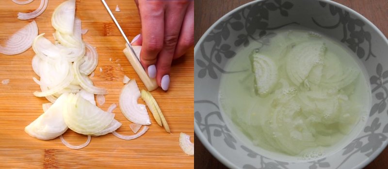 подготовка лука для закуски